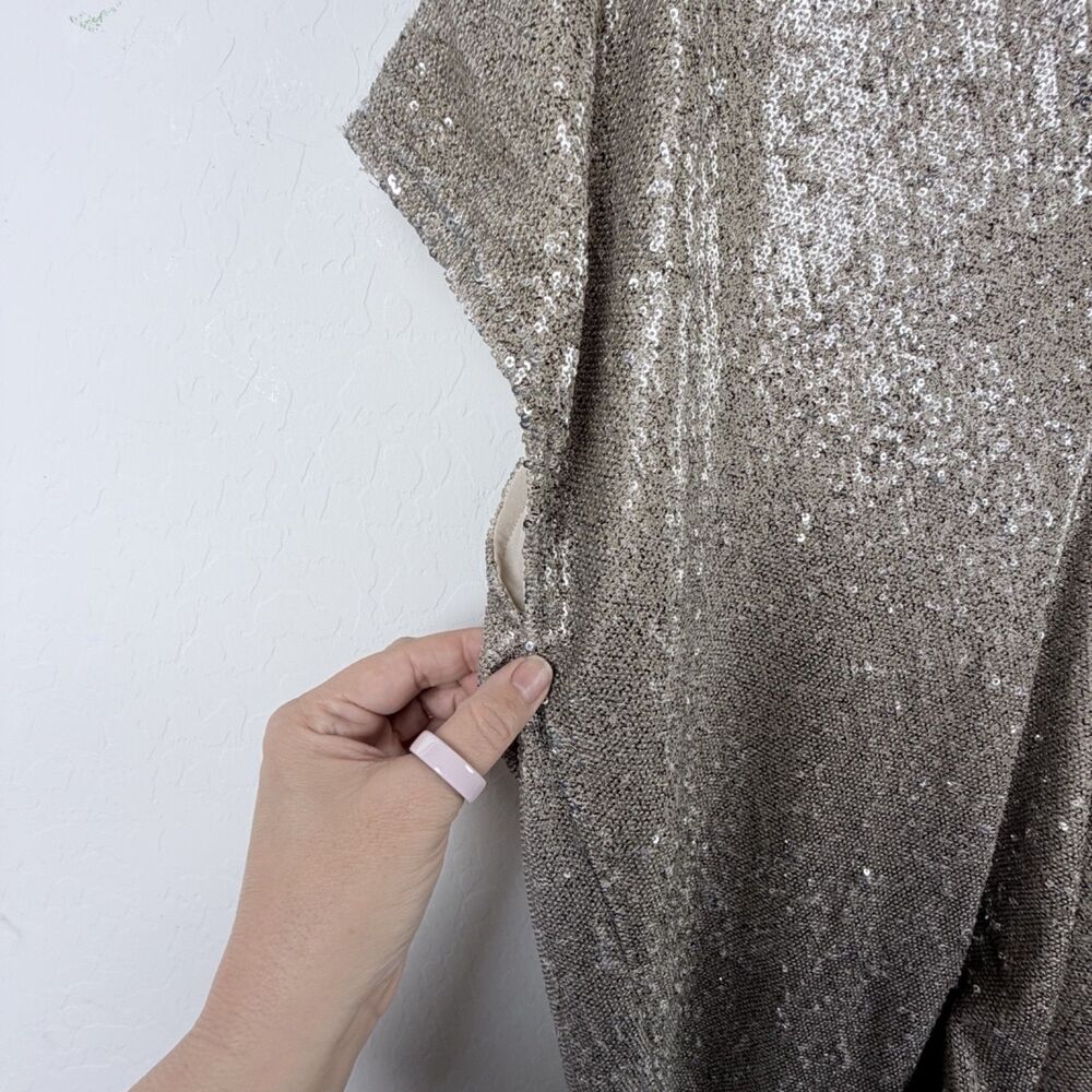 Karlie Champagne Sequin Plunge Neck Sleeveless Party Top Size L - Picture 4 of 11
